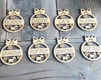 Personalized Wood Christmas Ornaments. | Wood Christmas Tags | Laser Cut Names | Gift Tags | Your Logo Personalized
