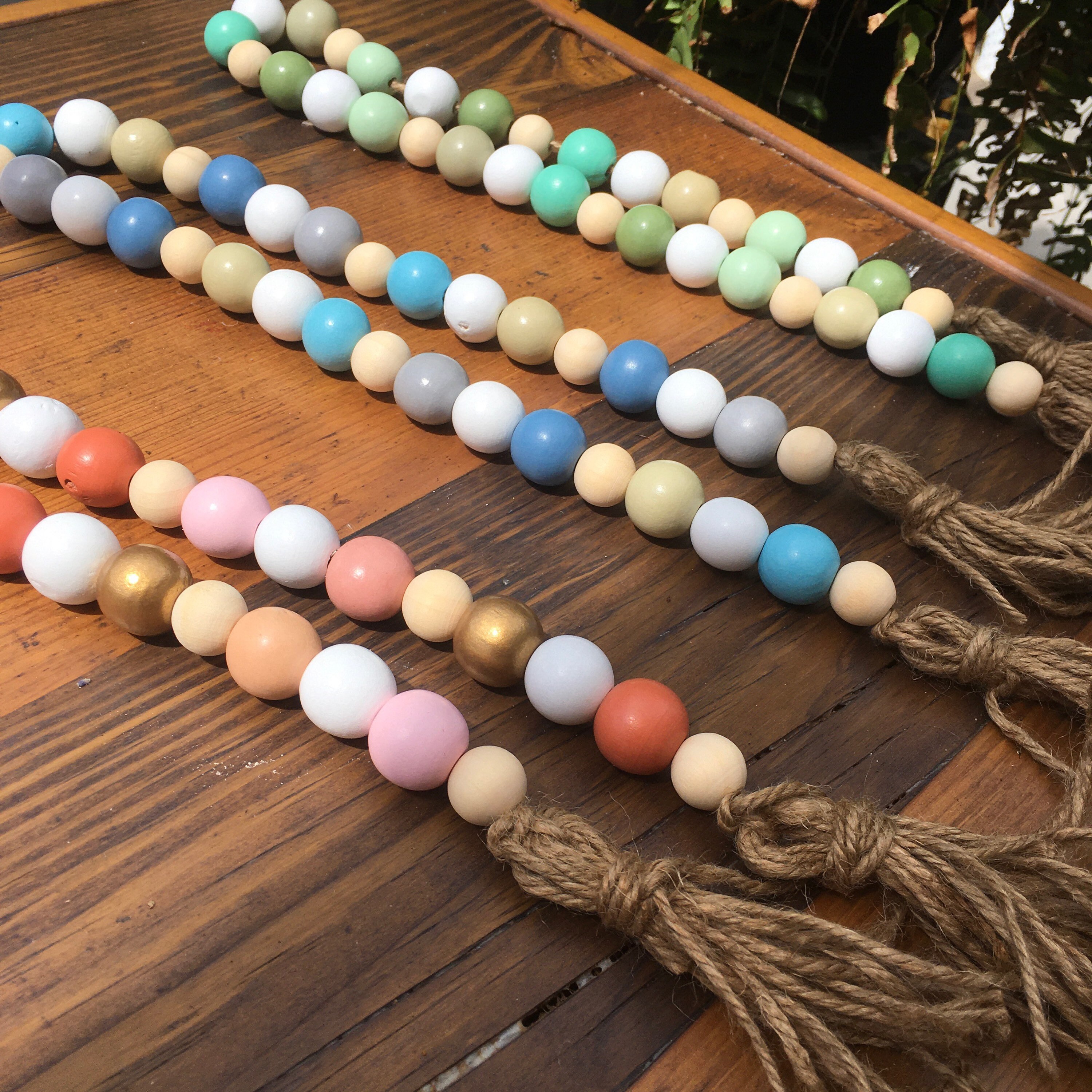 Farmhouse Wood Bead Tiered Tray Decor / Tiered Tray Bead Etsy