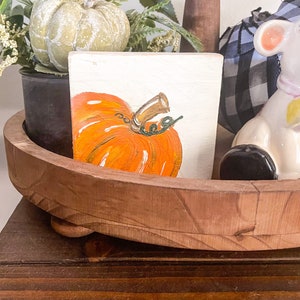 Hand Painted Pumpkin Wood Tiered Tray Decor | Hand Painted Pumpkin Decor | Fall And Halloween Decor