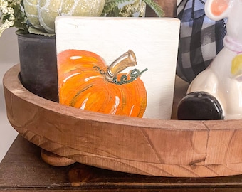 Hand Painted Pumpkin Wood Tiered Tray Decor | Hand Painted Pumpkin Decor | Fall And Halloween Decor
