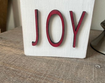 JOY Christmas-Winter Tiered Tray Decor | Christmas Tree | Tiered Tray Filler | JOY Shelf Sitter