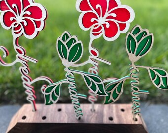 Wood & Acrylic Laser Cut Flowers with name or sentiment, Mothers Day gift, Personalized Keepsake Wooden Flower, Bridal Gifts and Keesakes