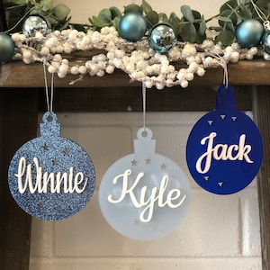 Personalised Christmas Bauble - Glitter or Satin Finish with Double Sided Name - Custom Made Decoration
