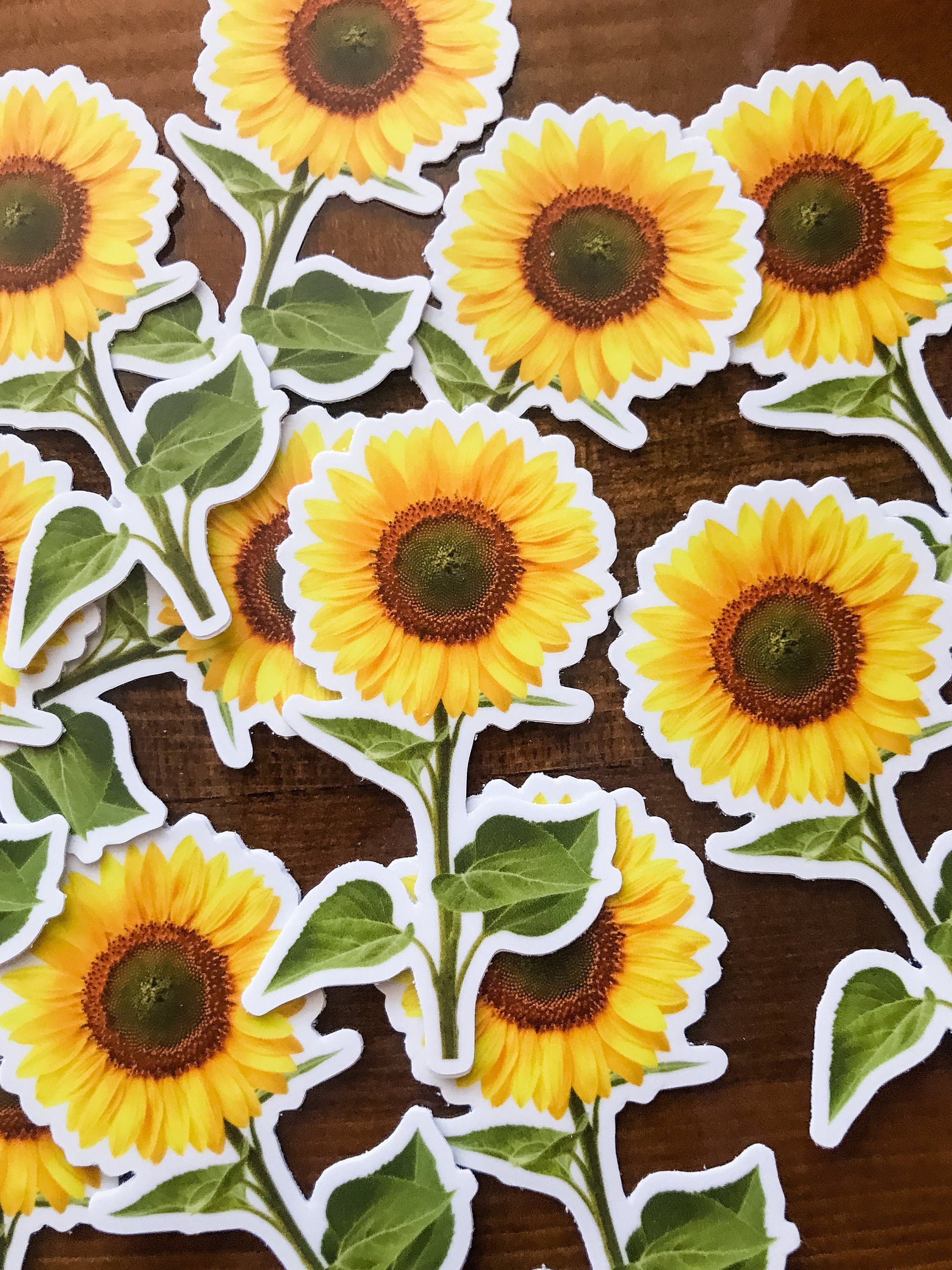 Sunflower Sticker, Yellow Vinyl Sun Flower Sticker, Sticker for