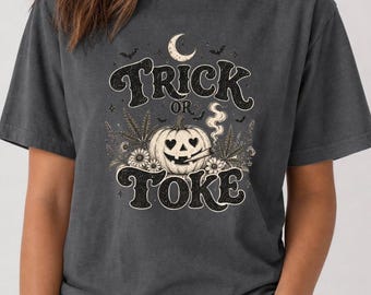 Too Stoned to Be Scared Tee, Halloween Cannabis Shirt, Retro Stoner Graphic