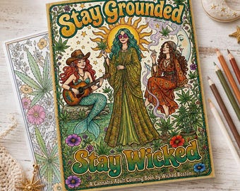 Adult Coloring Book, Witchy Celestial Cannabis Gift, 420 Friendly Gifts, Stoner Girl