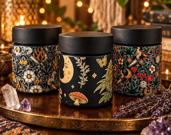 Smell Proof Stash Jar | Matte Black Glass Herb Container | Witchy Smoker Gift