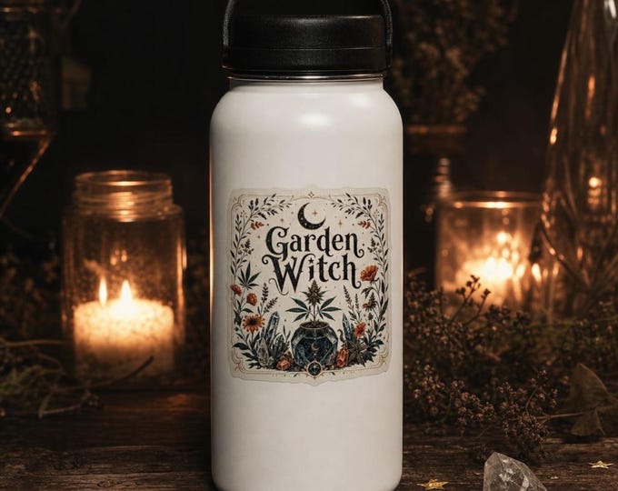 Garden Witch Vinyl Sticker | Stoner Girl Gift | Waterproof Decal | Cannabis Art | Laptop Water Bottle