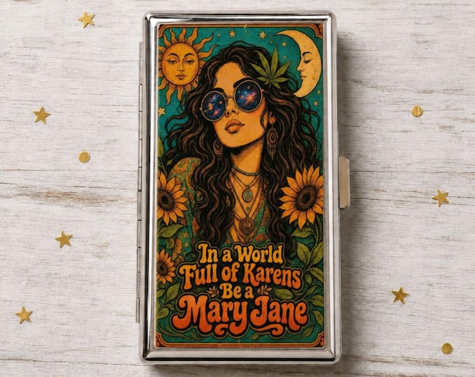 Stoner Cigarette Case, Celestial Stash Box, Pre Roll Metal Case, 420 Accessories