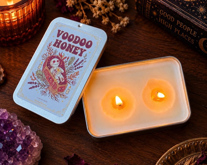 Honey Tobacco Oud Candle Soy Wax, Bergamot Vanilla Scented Tin Candle Small Batch