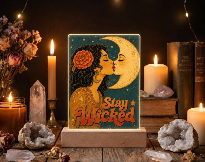 Witchy Night Light, Celestial Moon Lamp, Whimsical Accent Light