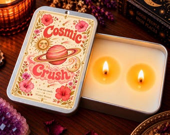 Cosmic Crush Soy Candle | Champagne Citrus, Grapefruit & Peach | Sliding Candle Tin | Witchy Gift
