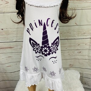 Girl Unicorn Dress , Summer Unicorn Dress, Unicorn Dress, Birthday Dress, White Unicorn Dress, Purple Unicorn, Birthday Unicorn Dress,