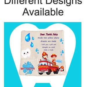 Tooth Fairy Pillow Holder Gift Child Room Decoration Fire Truck Theme Personalized Tooth Fairy Keepsake Gift Custom Name Dental Present