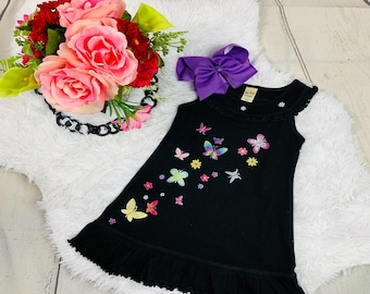 Girls Summer Dress|Black Summer Dress|Black Dress|Birthday Dress|Baby Girl| Butterfly Dress|Toddler Dress