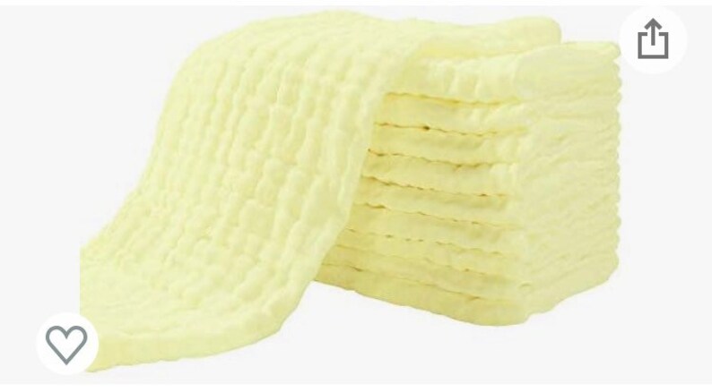 May include: A stack of pale yellow muslin cloths, folded and ready to use. The cloths are soft and absorbent, perfect for cleaning or drying.