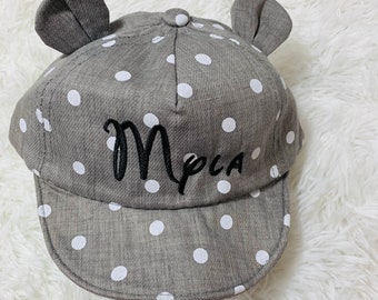 Polka Dot Hat; Hat With Ears; Baby Hat; Toddler Hat; Polka Hat; Ears Hat; Baseball Hat; Cute Hat; Summer Hat; Birthday Hat; Disney-Like Hat