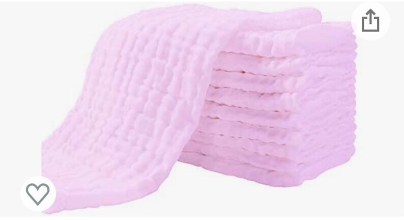May include: A stack of pink muslin cloths, folded and ready to use. The cloths are soft and absorbent, making them ideal for a variety of uses, including baby care, cleaning, and crafting.