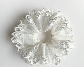 Oversize Lace Scrunchie, White Lace Scrunchie, Ponytail Holder,  Birthday Gift, Mother&#39;s Day Gift, Bridesmaids&#39; Gifts, Girls Gift For Her.