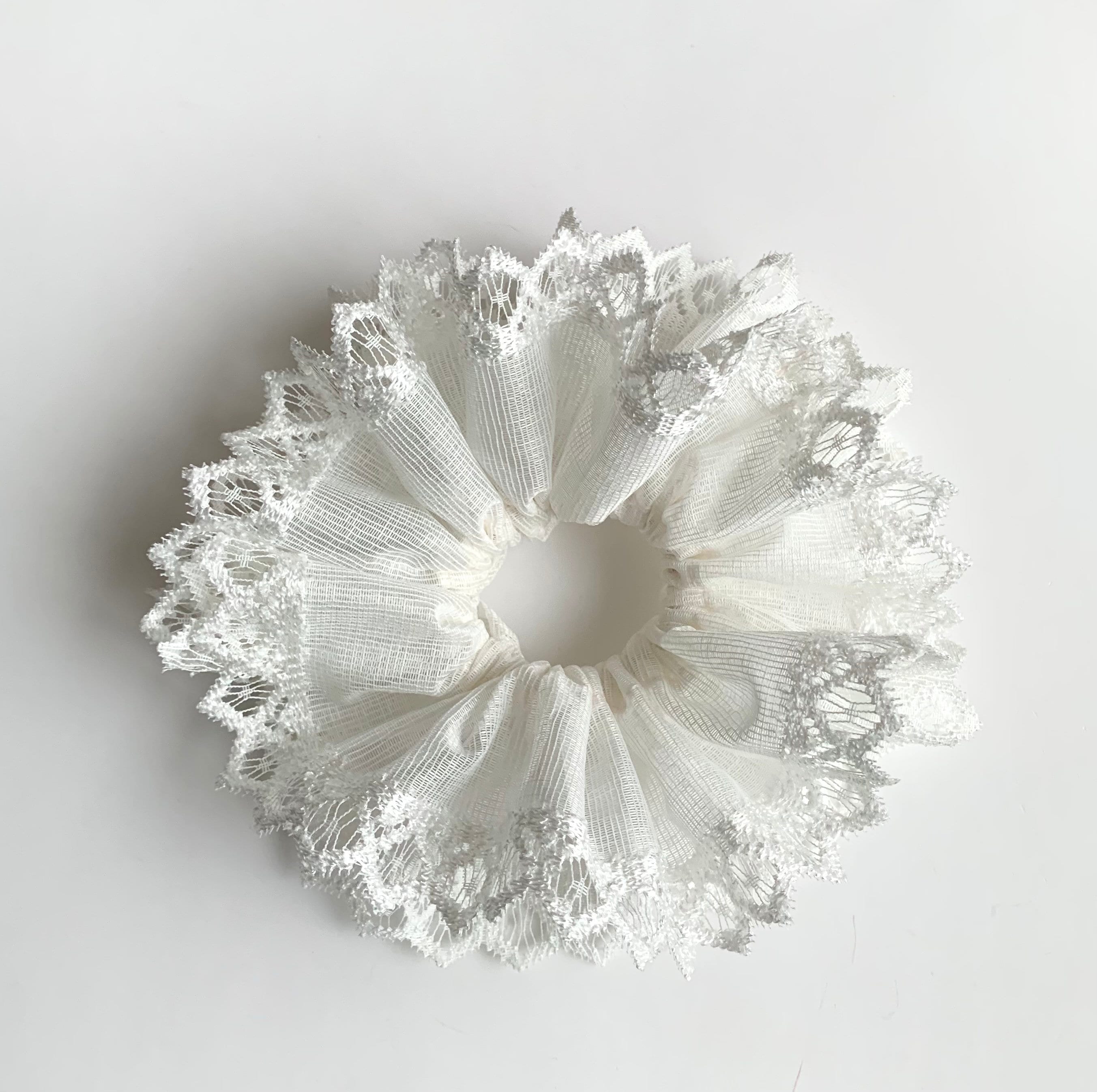 Oversize Lace Scrunchie, White Lace Scrunchie, Ponytail