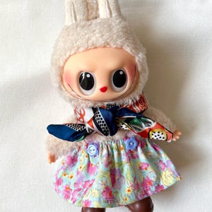 Printed Satin Scarf For Labubu, Bandana For Labubu, Doll Triangle Bandana, Head Scarf for Labub, Labubu Fab Gift,  Labubu Accessories.