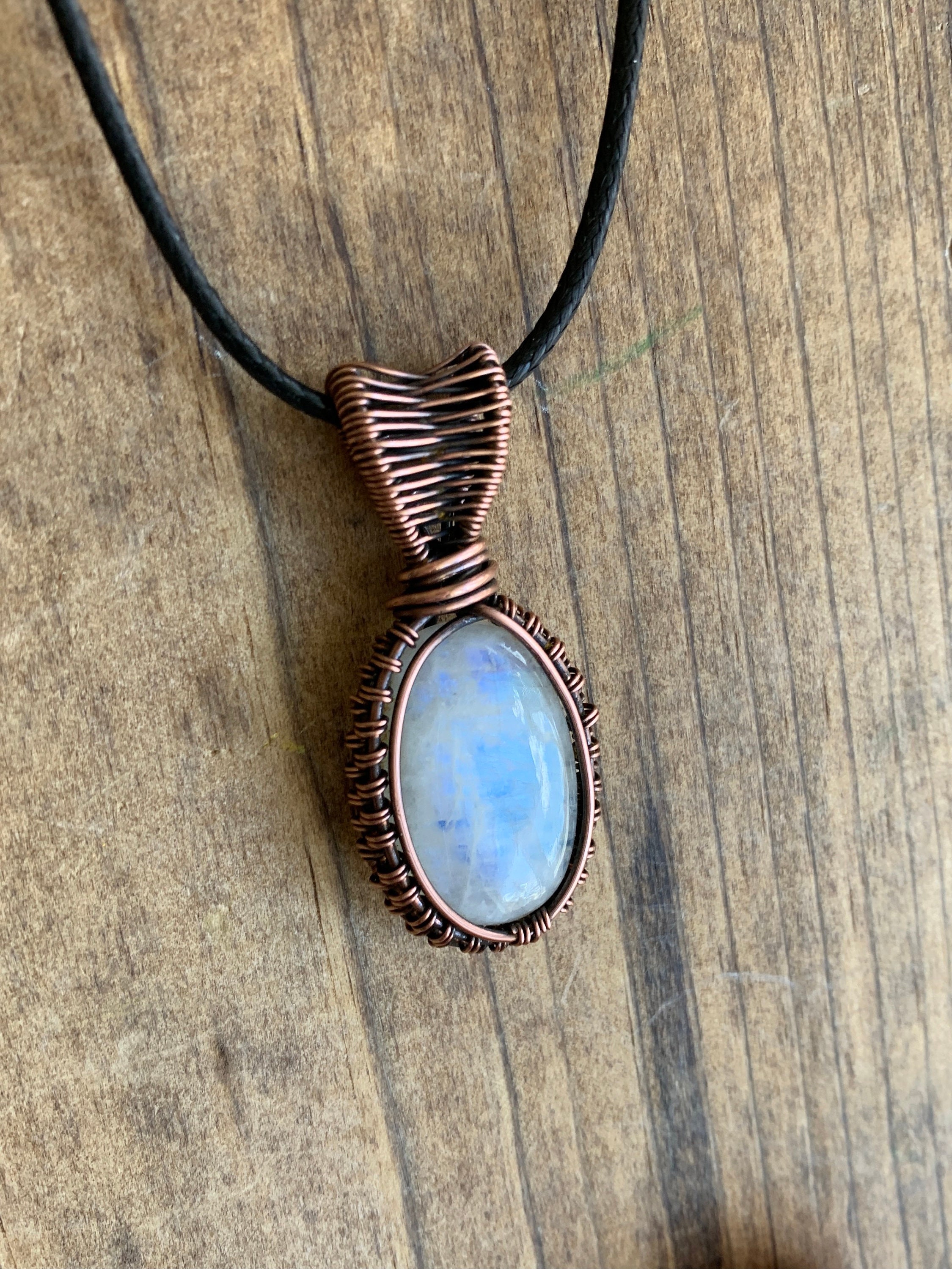 Moonstone Copper Wrapped Pendant Etsy