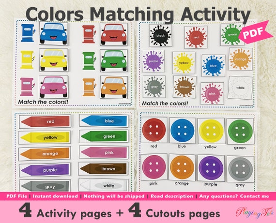 Colors Matching Toddler Busy Book Pages Printable Learning