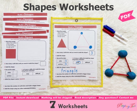 2d shapes worksheets printable shapes building stem etsy ireland