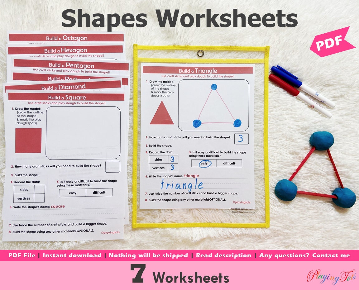 2d shapes worksheets printable shapes building stem etsy australia