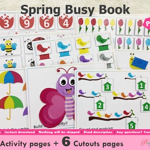 Spring Busy Book Printable, Quiet Book, Toddler Busy Books Activity Pages, Learning binder, Spring Busy Book, Homeschool Resource image 1