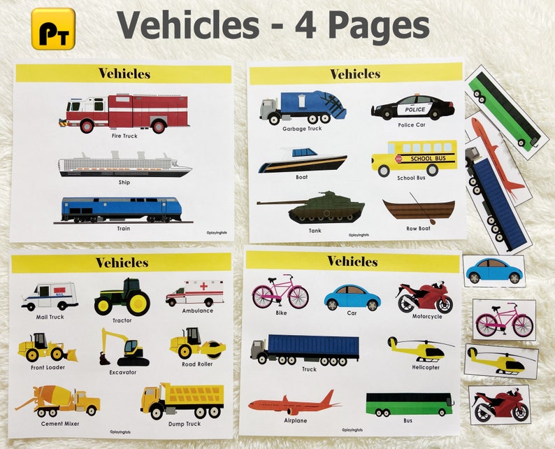 Vehicles Matching Activity Printable for Toddlers Busy Book | Etsy