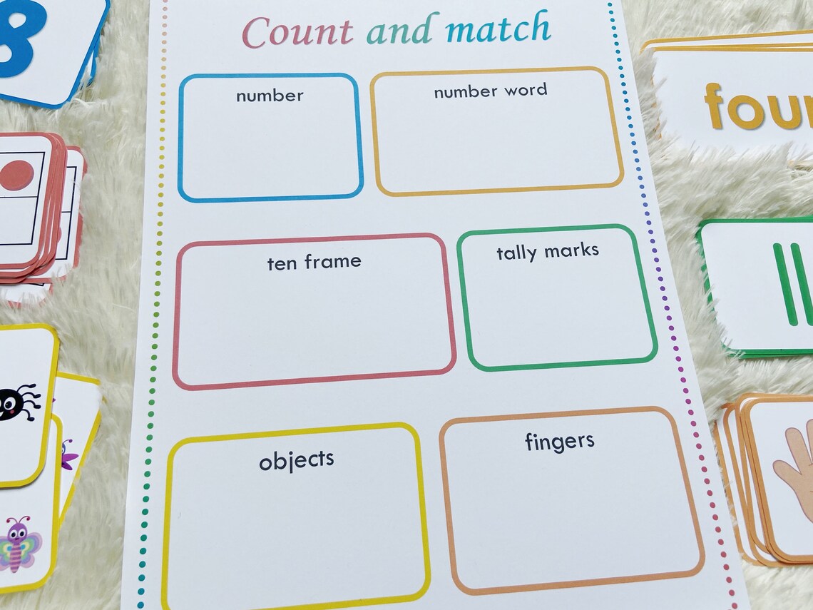 Counting Practice Printable Numbers Matching Preschool Math | Etsy