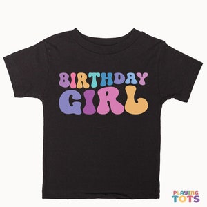 Anniversaire fille t-shirt enfant en bas âge, jolie chemise enfant rétro, t-shirts anniversaire bambin, chemise anniversaire enfant, TT0002 image 1