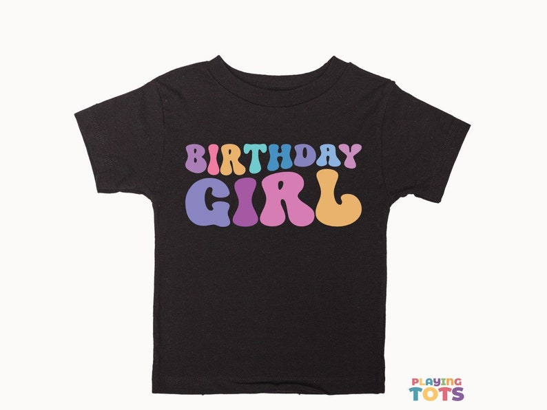 Anniversaire fille t-shirt enfant en bas âge, jolie chemise enfant rétro, t-shirts anniversaire bambin, chemise anniversaire enfant, TT0002 image 1