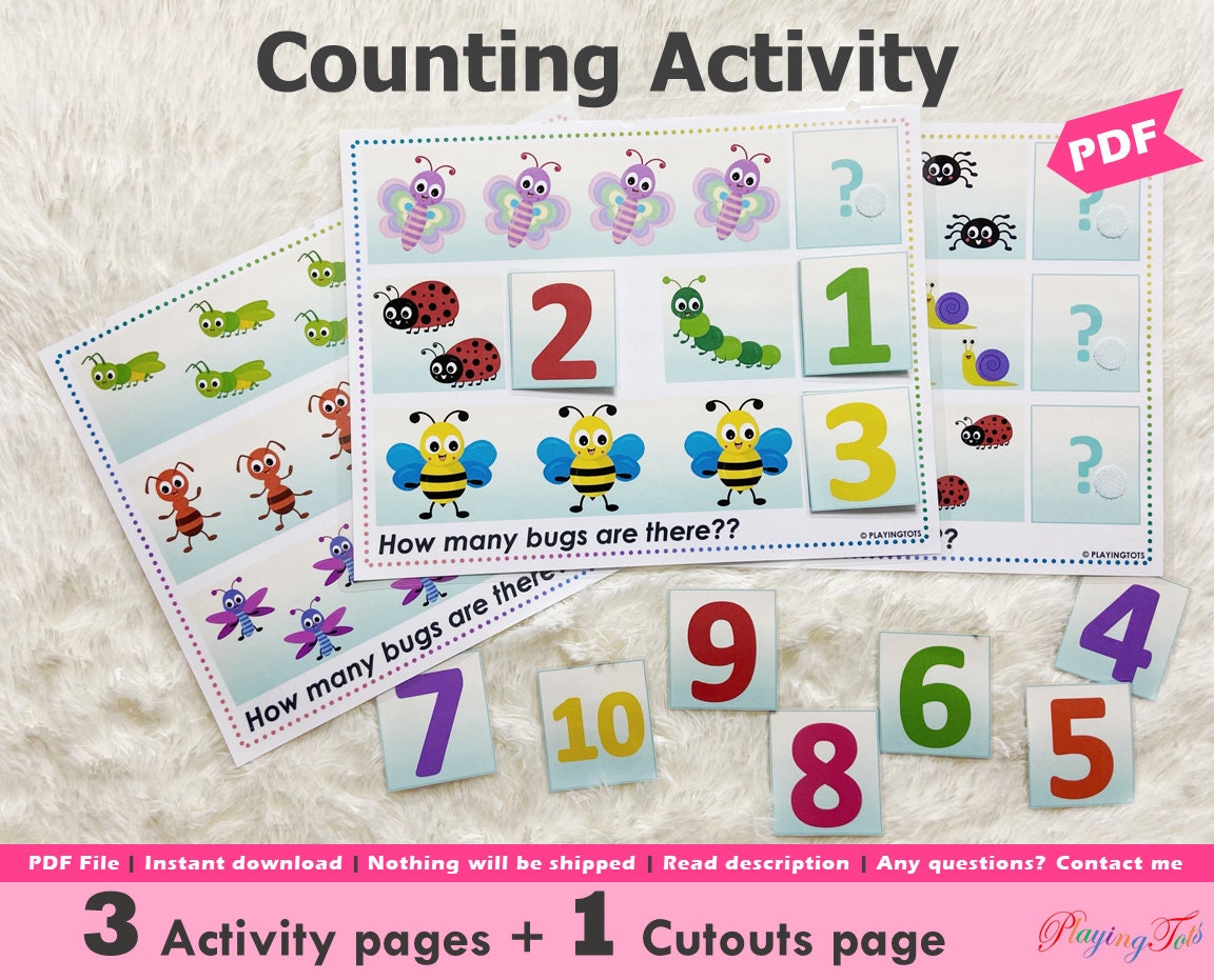 Bugs Counting Activity Printable Preschool Math Busy Book | Etsy