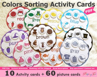 Colors Matching Activity Printable, Learn the Colors, Color Sorting, Preschool Activity, PreK, Homeschool Resource, Montessori, Busy Bags