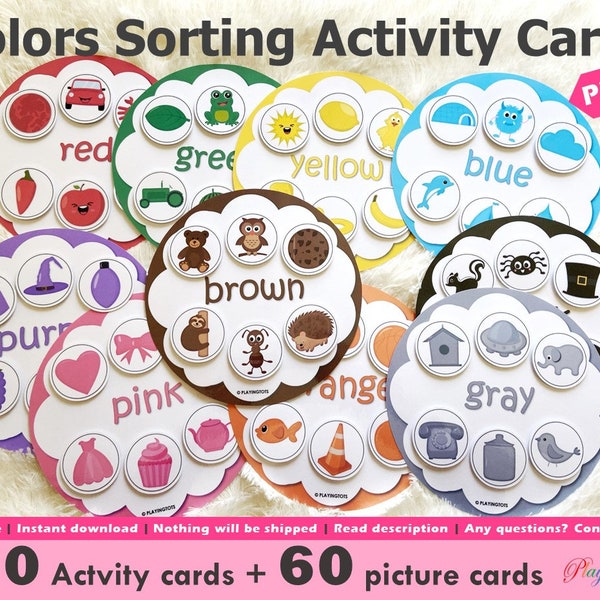 Colors Matching Activity Printable, Learn the Colors, Color Sorting, Preschool Activity, PreK, Homeschool Resource, Montessori, Busy Bags