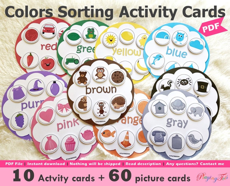 Colors Matching Activity Printable, Learn the Colors, Color Sorting, Preschool Activity, PreK, Homeschool Resource, Montessori, Busy Bags image 1
