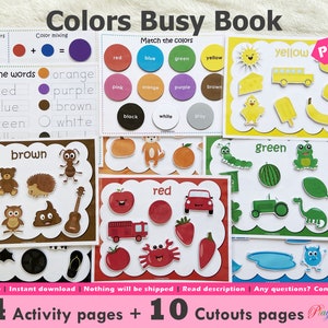 Colors Busy Book Printable, Toddler Busy Book, Learning Binder, Toddler Travel Activity Book, Fun Homeschool Binder, Preschool Activity