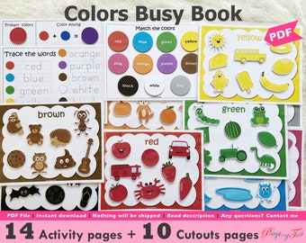 Colors Busy Book Printable, Toddler Busy Book, Learning Binder, Toddler Travel Activity Book, Fun Homeschool Binder, Preschool Activity