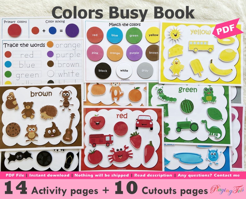 Colors Busy Book Printable Toddler Busy Book Learning image 1