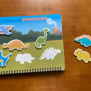 Dinosaur Busy Book, Fully Assembled, Toddler Learning Binder, Fun Quiet Book, Homeschool Binder, Toddler Activity Book, Toddler Worksheet image 4