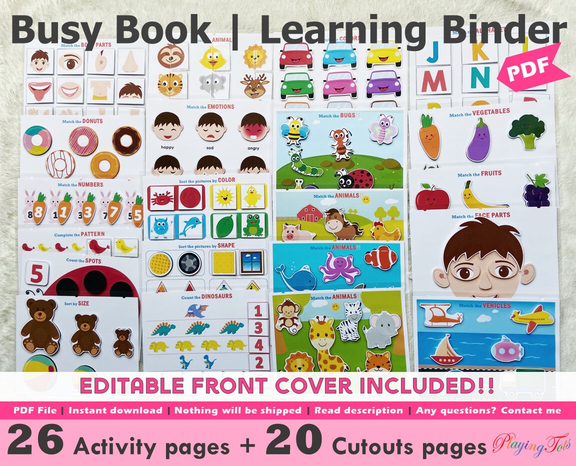 Toddler Busy Book Printable, First Learning Binder, Educational Print…