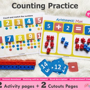 Counting Practice Activity Mat Printable, Preschool Math, Learn to ...