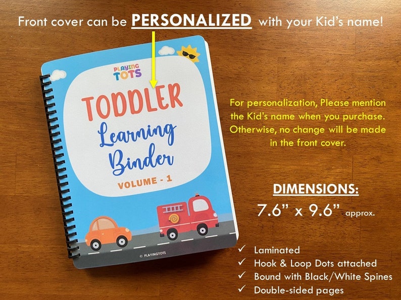 Toddler Learning Binder VOL1, Fully Assembled, Toddler Busy Book, Quiet Book, Homeschool Binder, Preschool Activity Book, PreK Worksheets image 2