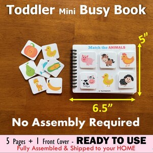 Toddler Mini Busy Book VOL1, Fully Assembled, First Learning Binder, Fun Quiet Book, Homeschool, Toddler Activity Book, Matching Worksheet