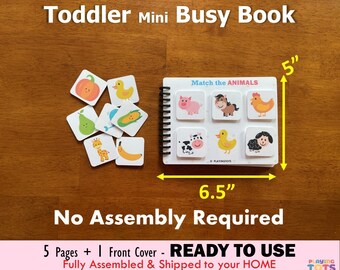 Toddler Mini Busy Book VOL1, Fully Assembled, First Learning Binder, Fun Quiet Book, Homeschool, Toddler Activity Book, Matching Worksheet