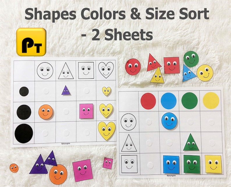 Colors Sorting and Size Sorting Activity Printable Shapes | Etsy