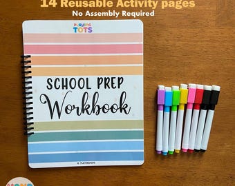 School Prep Workbook, Fully Assembled, Toddler Worksheets, Preschool Activity Book, Toddler Busy Book, Homeschool, Preschool Work Binder