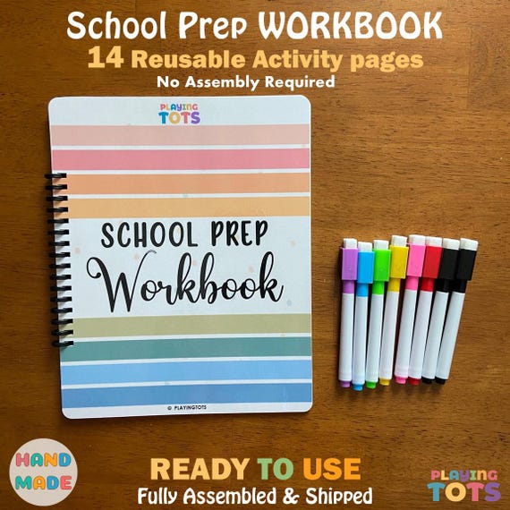 School Prep Workbook, Fully Assembled, Toddler Worksheets, Preschool Activity Book, Toddler Busy Book, Homeschool, Preschool Work Binder